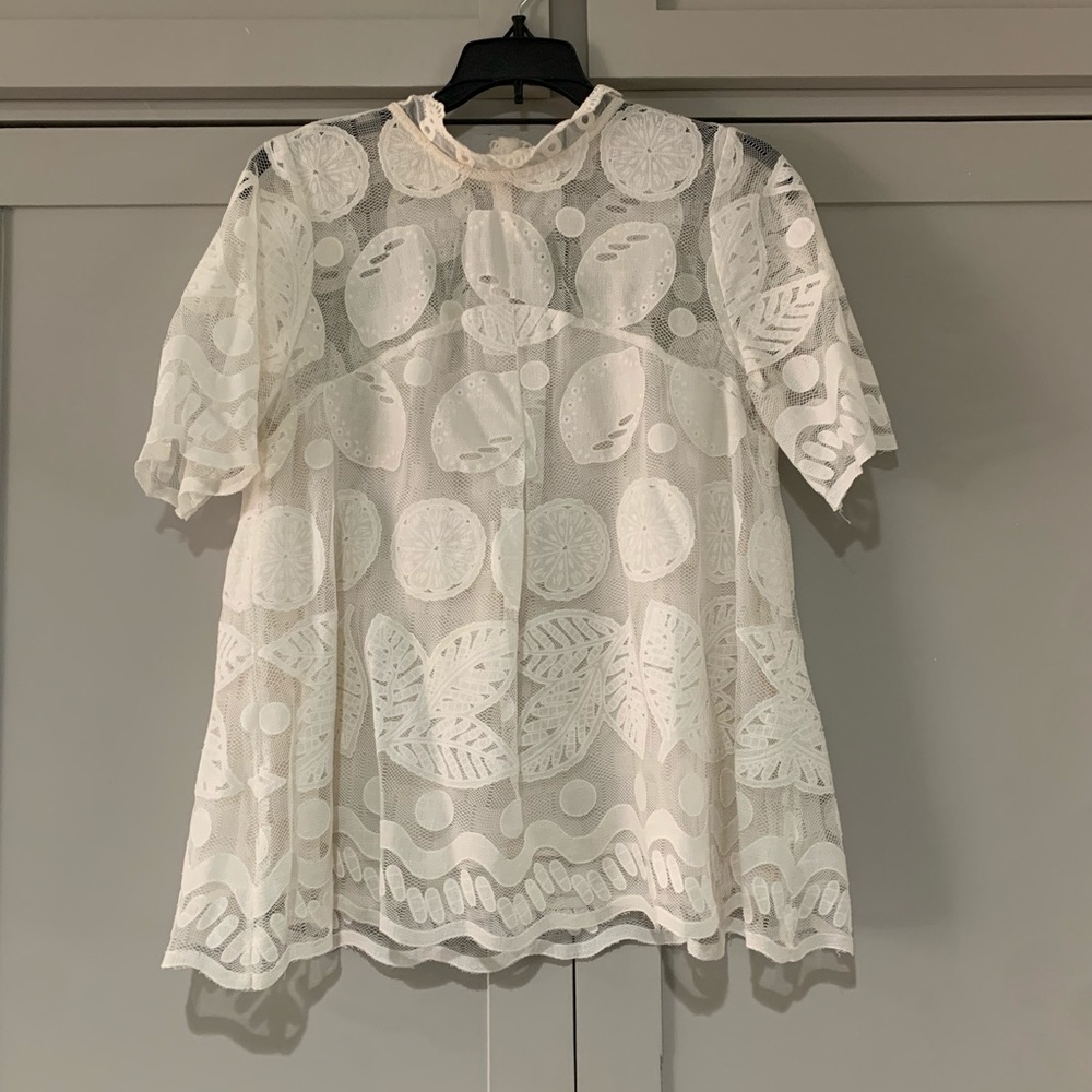 Anthropologie Lemon Lace Top